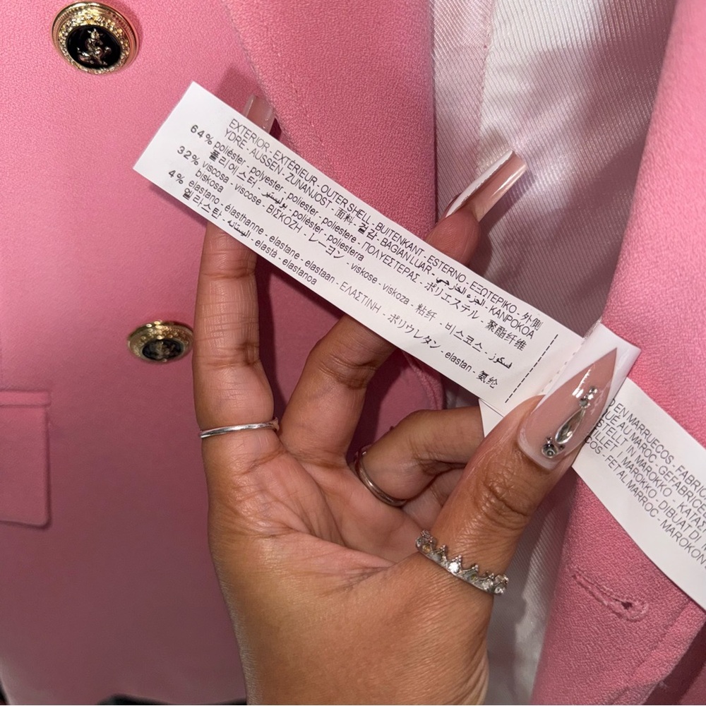 ZARA Double-Breasted Pink Crepe Blazer - Picture 16 of 17